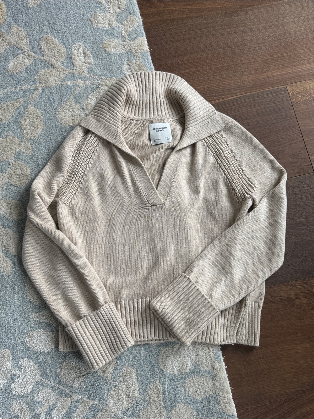 Abercrombie & Fitch Cream Ribbed Cowl-Neck Sweater